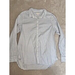 Garnet Hill Women’s Striped Button 100% Cotton Blouse Size 14 Beach Vacation